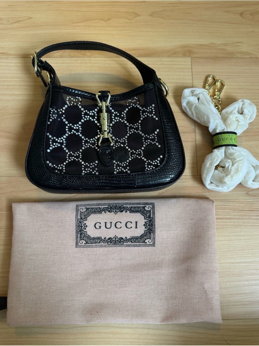 Black Rhinestone Accent Mini Handbag - Picture 3 of 6